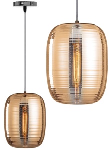 PENDUL AMBER APP567-1CP, 30 cm, NEGRU SI MARO FUMURIU, DIN METAL SI STICLA, STIL MODERN, TU