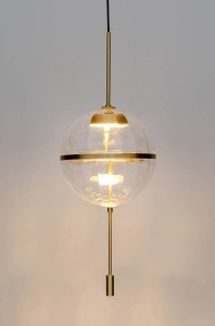 PENDUL CHAPLIN 360, ALAMA/TRANSPARENT, CONFECTIONAT DIN METAL SI STICLA, STIL MODERN - Img 2