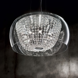 PENDUL MODERN CU CRISTAL, AUDI-61 SP8, CHROME, IDEAL LUX