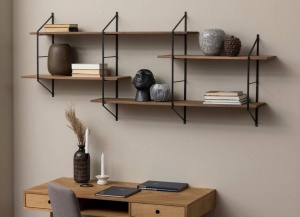 RAFT BELFAST 2, DIN METAL SI LEMN, NATURAL/NEGRU, STIL MODERN B2