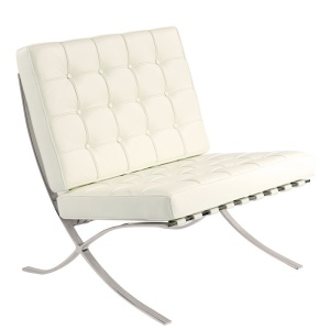 SCAUN ALB DE BIROU DIN PIELE NATURALA BARCELON STIL MODERN B2