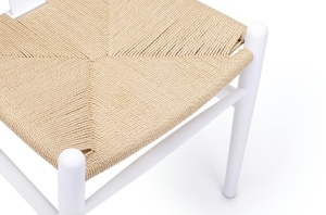 SCAUN ALB WISHBONE DIN LEMN CU FIBRE NATURALE STIL MODERN B2 - Img 4