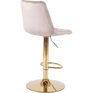 SCAUN BAR, ARTIM MEBLE, REALIZAT DIN CATIFEA SI METAL, CULOARE BEJ/AURIU, STIL MODERN - Img 4