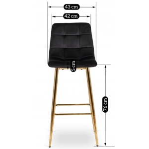 SCAUN BAR, ARTIM MEBLE, REALIZAT DIN CATIFEA SI METAL, CULOARE NEGRU/AURIU, STIL MODERN - Img 6