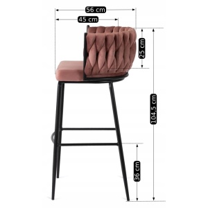 SCAUN BAR, ARTIM MEBLE, REALIZAT DIN CATIFEA SI METAL, CULOARE ROZ/NEGRU, STIL MODERN - Img 7