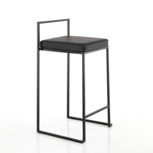 SCAUN BAR, DODO, 77CM, NEGRU, CADRUL DIN METAL SI PIELE ECO, STIL MODERN