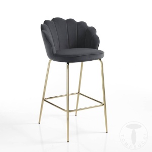 SCAUN BAR, SHELL 92CM, CADRUL DIN METAL SI CATIFEA GRI, STIL MODERN, COD 4337 - Img 1