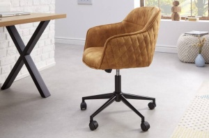 SCAUN BIROU AJUSTABIL, EUPHORIA, COD 40866, DIN METAL SI CATIFEA GALBEN MUSTAR - Img 2