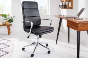SCAUN BIROU, TRADER 106/113CM, PIELE ECO DE CALITATE NEGRU, COD 41817, STIL MODERN