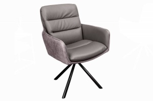 SCAUN CONFORTABIL, BIG GEORGE, PIELE NATURALA SI PICIOARE METAL, COD 43635, ROTATIV - Img 5