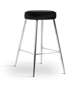 SCAUN DE BAR CIRCO 60, NEGRU/CROM, STIL MODERN, CONFECTIONAT DIN METAL SI CATIFEA