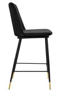 SCAUN DE BAR DIEGO 65 GRI INCHIS/NEGRU/AURIU, CU TAPITERIE DIN CATIFEA, STIL MODERN - Img 2
