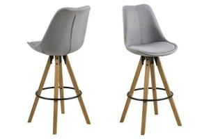 SCAUN DE BAR DIMA GRI/NATURAL, CU TAPITERIE DIN TEXTIL, B2 - Img 1