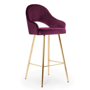 SCAUN DE BAR GODA 70, BORDO/AURIU, STIL MODERN