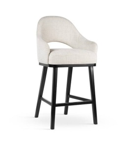 SCAUN DE BAR GODA SUPREME WOOD , 70 CM, BEJ/NEGRU, TAPITERIE DIN STOFA SI PICIOARE DIN LEMN, STIL MODERN