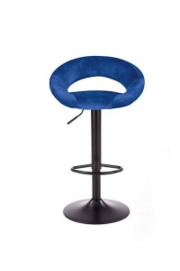 SCAUN DE BAR H102, ALBASTRU/NEGRU, TAPITERIE DIN CATIFEA SI PICIOARE DIN METAL, STIL MODERN - Img 5