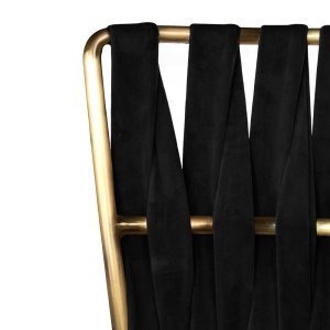 SCAUN DE BAR HORDIA, 60 CM, NEGRU/AURIU PERIAT, TAPITERIE DIN CATIFEA SI PICIOARE DIN METAL, STIL MODERN - Img 5