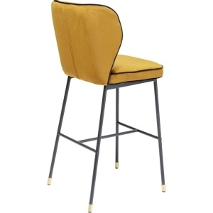 SCAUN DE BAR IRINA, CONFECTIONAR DIN CATIFEA SI METAL, GALBEN MUSTAR, STIL MODERN - Img 2