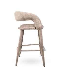 SCAUN DE BAR IRIS BEJ, CONFECTIONAT DIN METAL SI TEXTIL CHENILLE, STIL MODERN - Img 2