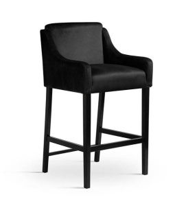 SCAUN DE BAR MILO 60, NEGRU, CONFECTIONAT DIN LEMN DE FAG SI CATIFEA