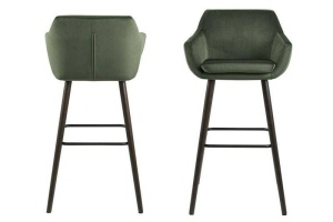 SCAUN DE BAR NORA, VERDE INCHIS/NEGRU, CU TAPITERIE DIN CATIFEA, B2 - Img 2