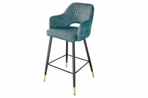 SCAUN DE BAR, PARIS, DE CULOARE VERDE PETROL, DIN CATIFEA, COD 42294, ASPECT RETRO - Img 5