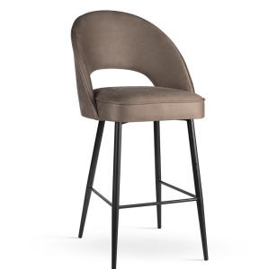 SCAUN DE BAR PONTE SUPREME L 70 CM, BEJ/NEGRU, TAPITERIE DIN TEXTIL, SPUMA, ARCURI SI METAL, STIL MODERN