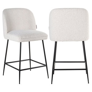 SCAUN DE BAR PULLITZER, 210644, CONFECTIONAT DIN TEXTIL BOUCLE, METAL SI SPUMA, ALB/NEGRU, STIL MODERN