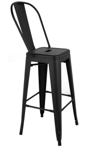 SCAUN DE BAR TOWER BIG BACK 66 PARIS, NEGRU, CONFECTIONAT DIN METAL, STIL INDUSTRIAL