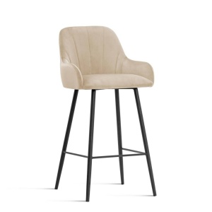 SCAUN DE BAR TULIP 60, BEJ/NEGRU, STIL MODERN, CONFECTIONAT DIN CATIFEA SI METAL