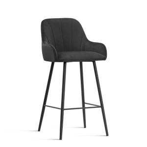 SCAUN DE BAR TULIP 60, NEGRU/NEGRU, STIL MODERN, CONFECTIONAT DIN CATIFEA SI METAL