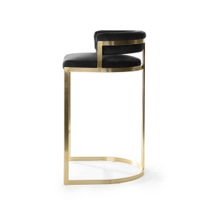 SCAUN DE BAR VEGAS, 60 CM, NEGRU/AURIU MAT, TAPITERIE DIN CATIFEA SI PICIOARE DIN METAL, STIL MODERN - Img 4