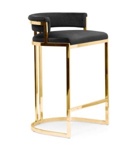 SCAUN DE BAR VEGAS VELVET, 78, NEGRU/AURIU, CU TAPITERIE DIN CATIFEA