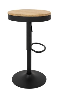 SCAUN DE BAR VOLT, REGLABIL, NEGRU/NATURAL, CONFECTIONAT DIN LEMN SI METAL, STIL INDUSTRIAL - Img 2