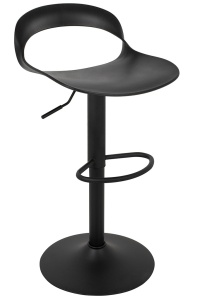 SCAUN DE BAR WRAPP, REGLABIL, NEGRU, CONFECTIONAT DIN PLASTIC SI METAL, STIL MODERN