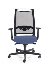 SCAUN DE BIROU EXTENSIBIL GULIETTA, ALBASTRU/NEGRU, DIN METAL SI TEXTIL, STIL MODERN, HALMAR - Img 1