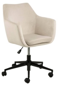 SCAUN DE BIROU NORA, BEJ/NEGRU, DIN CATIFEA SI METAL, STIL MODERN