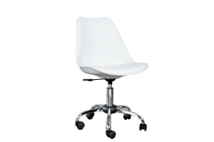 SCAUN DE BIROU, SCANDINAVIA, ALB/CROM, COD 37770, DESIGN SCANDINAV