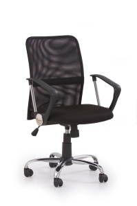 SCAUN DE BIROU TONY, NEGRU/CROM, TAPITERIE DIN STOFA/PLASA SI PICIOARE DIN METAL, STIL MODERN - Img 1