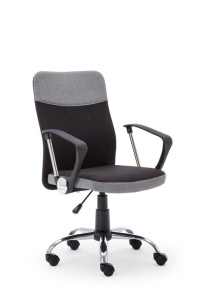 SCAUN DE BIROU TOPIC, GRI/NEGRU/CROM, TAPITERIE DIN STOFA SI PICIOARE DIN METAL, STIL MODERN - Img 1
