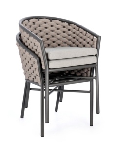 SCAUN DE GRADINA MARGALIDA, ANTRACIT/BEJ, CONFECTIONAT DIN ALUMINIU, TEXTIL SI POLIESTER, STIL MODERN - Img 5