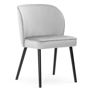 SCAUN DINING AINE PLUS, GRI/NEGRU, TAPITERIE DIN CATIFEA SI PICIOARE DIN LEMN, STIL MODERN
