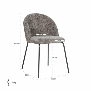 SCAUN DINING ALYSSA, GRI/NEGRU, TAPITERIE DIN STOFA SI PICIOARE DIN METAL, STIL MODERN B2 - Img 8