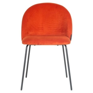 SCAUN DINING ALYSSA, ROSU SOFRAN/NEGRU, TAPITERIE DIN CATIFEA SI PICIOARE DIN METAL, STIL MODERN B2 - Img 3