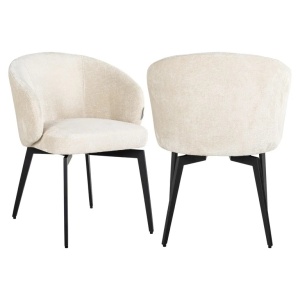SCAUN DINING AMPHARA WHITE CHENILLE, BERGEN 900/NEGRU, S4594, CONFECTIONAT DIN 100% POLIESTER, SPUMA, LEMN SI OTEL INOXIDABIL, RICHMOND INTERIORS