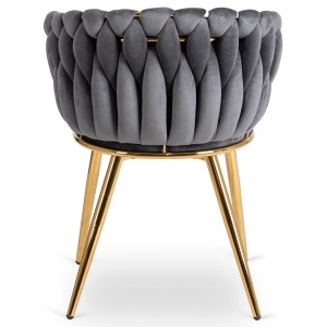 SCAUN DINING, ARTIM MEBLE, REALIZAT DIN METAL SI CATIFEA, CULOARE GRI/AURIE, STIL MODERN - Img 6