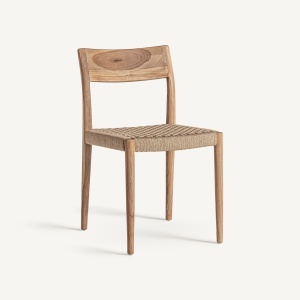 SCAUN DINING CAEN, MARO, CONFECTIONAT DIN LEMN DE TEC SI FIBRE NATURALE, STIL MODERN