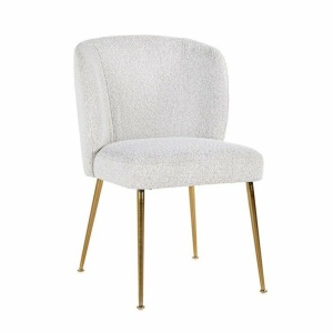 SCAUN DINING CANNON, ALB/AURIU, TAPITERIE DIN TEXTIL PLUSAT SI PICIOARE DIN METAL, STIL MODERN B2