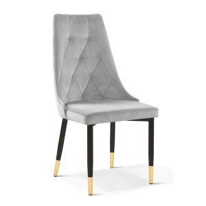 SCAUN DINING CAREN II , GRI/NEGRU/AURIU, TAPITERIE DIN CATIFEA SI PICIOARE DIN METAL, STIL MODERN, ATR