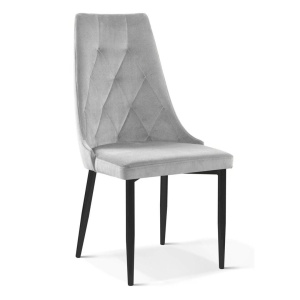 SCAUN DINING CAREN II , GRI/NEGRU, TAPITERIE DIN CATIFEA SI PICIOARE DIN METAL, STIL MODERN, ATR